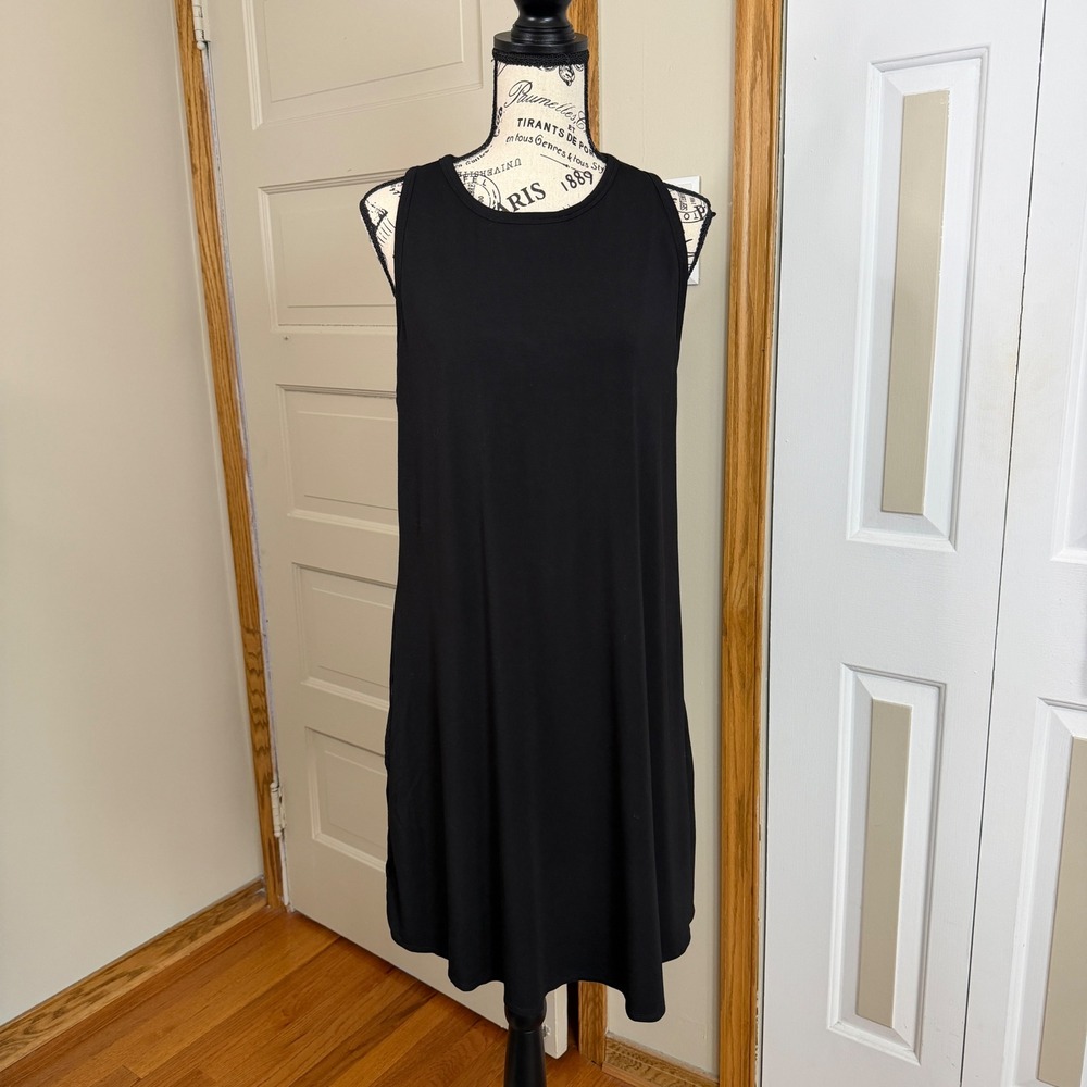 SHEBIRD Black XL Tunic Tank Dress w Built In Bra Pockets Summer Active Versatile